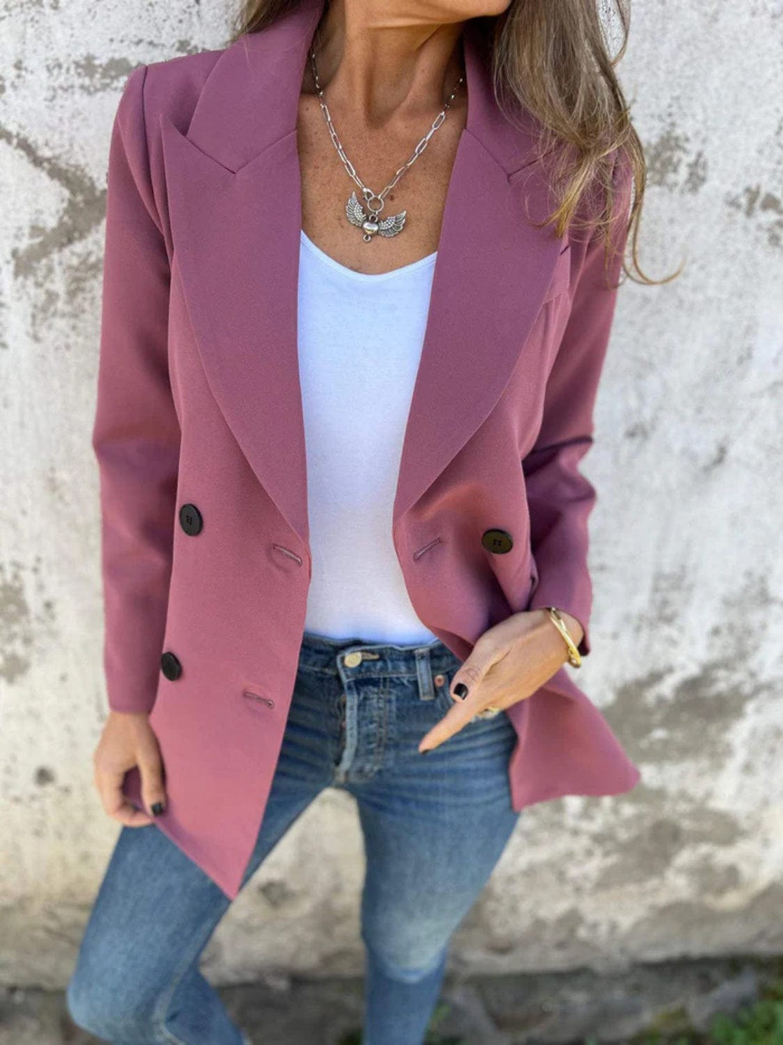 Classic Full-Size Collared Neck Long Sleeve Blazer