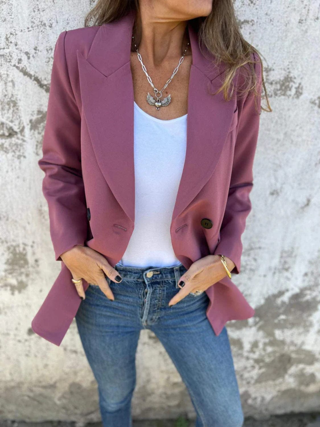 Classic Full-Size Collared Neck Long Sleeve Blazer