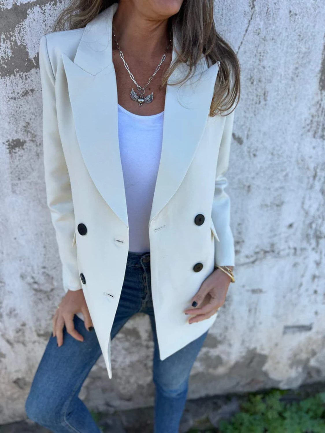 Classic Full-Size Collared Neck Long Sleeve Blazer