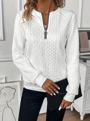 Cozy Textured Half-Zip Sweatshirt for Women