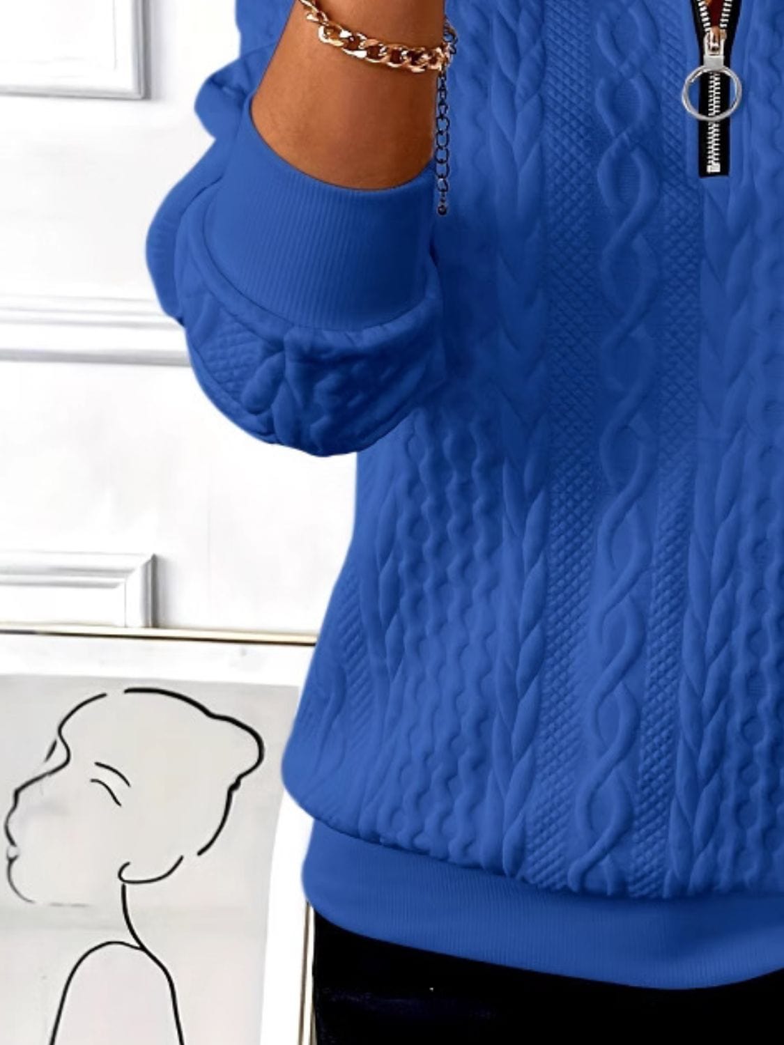 Cozy Textured Half-Zip Sweatshirt for Women