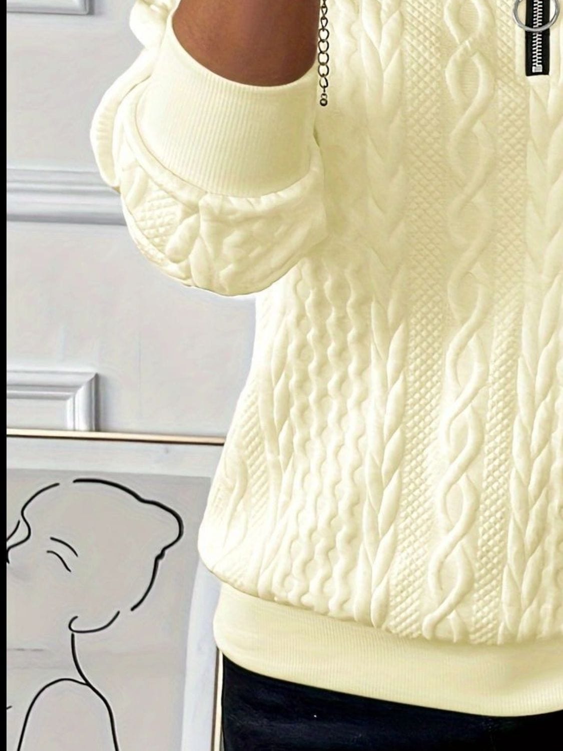 Cozy Textured Half-Zip Sweatshirt for Women