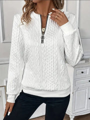 Cozy Textured Half-Zip Sweatshirt for Women