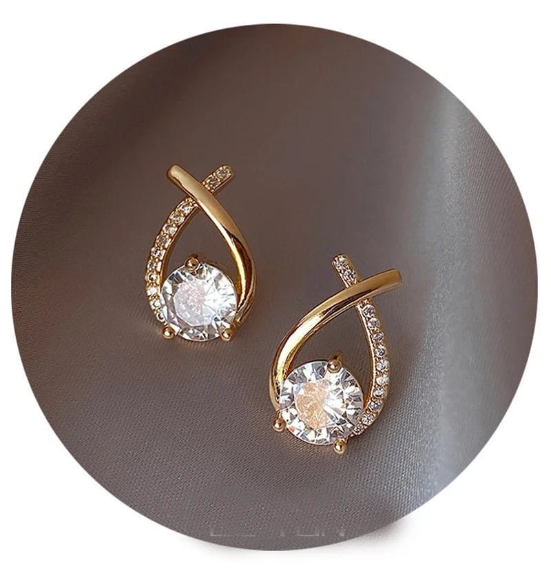 Crystal Cross Stud Earrings Timeless Elegance