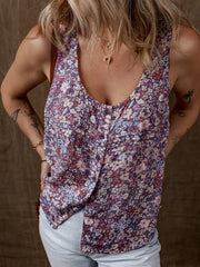 Floral Print Button Front Tank Top