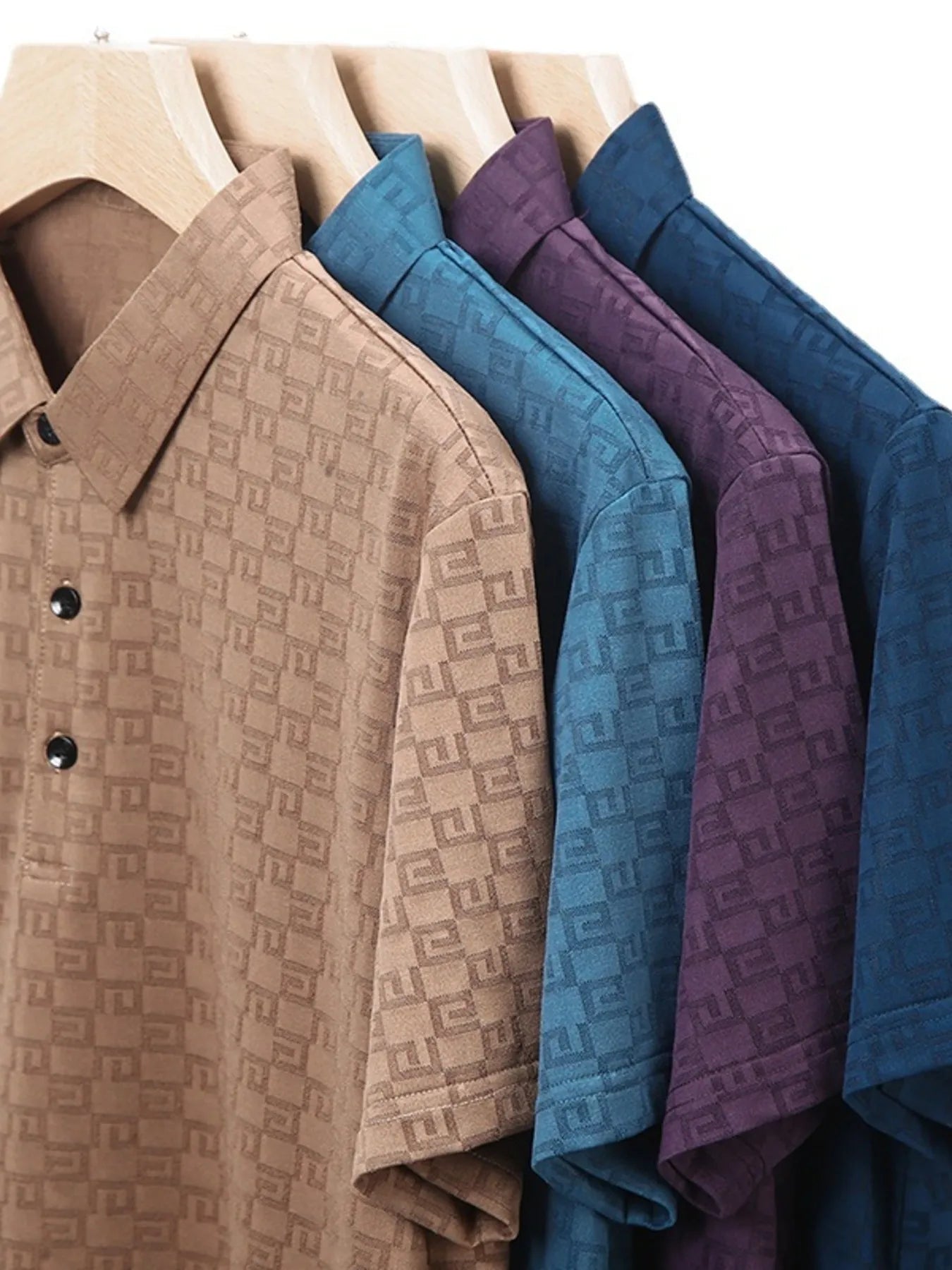 Men's Plus Size Breathable Textured Pattern Polo