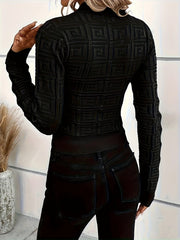 Designer Style Geo Pattern Slim Fit Light Sweater