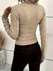 Designer Style Geo Pattern Slim Fit Light Sweater