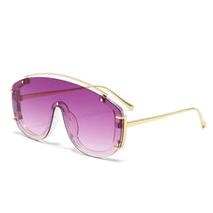 Oversized Sunglasses with Gold Metal Accents