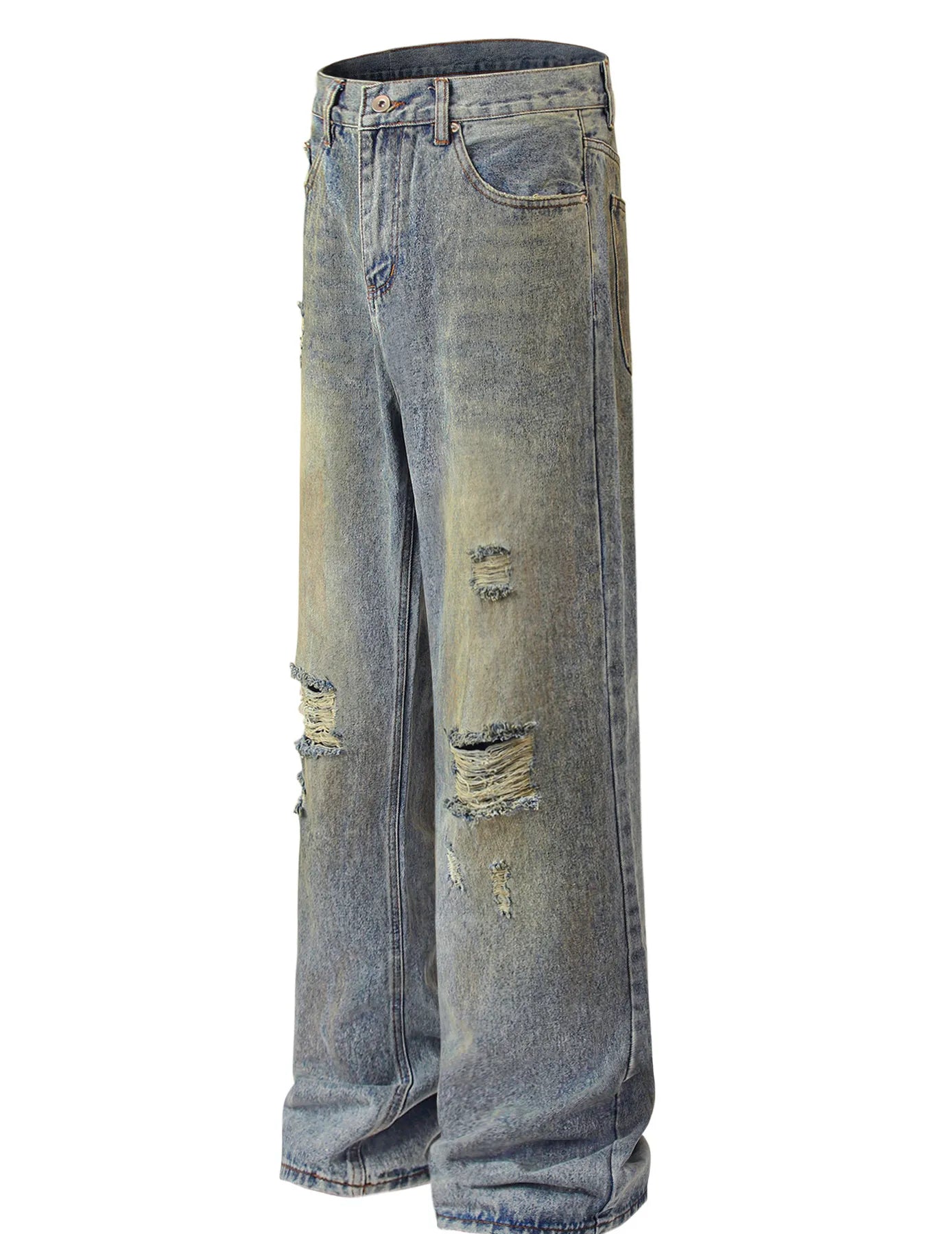 Men's Distressed Wide Leg Jeans