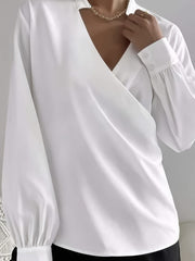 Elegant Notched V-Neck Shirt for Women Timeless Sophistication