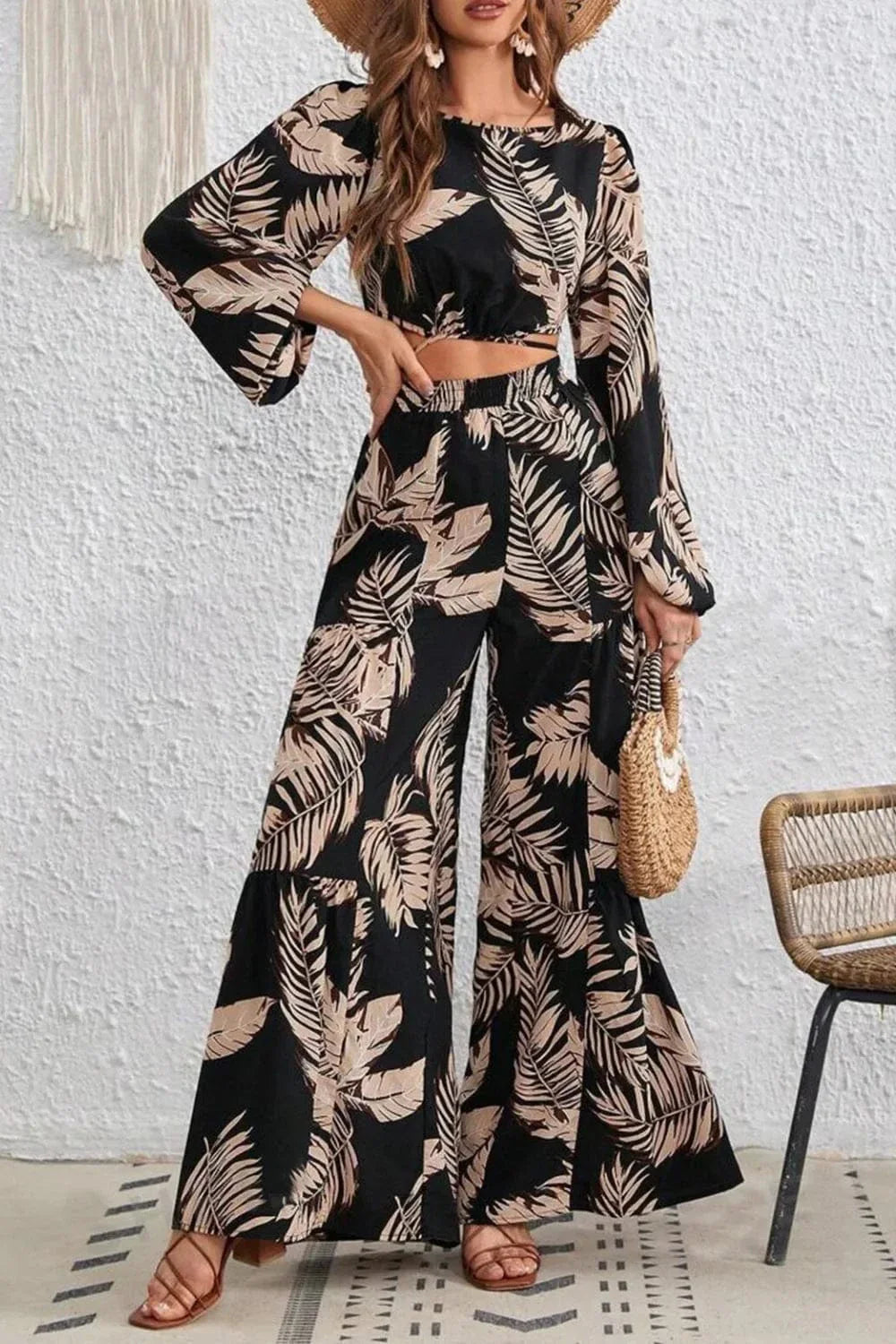 Garden Grace Floral Two-Piece Pants Set