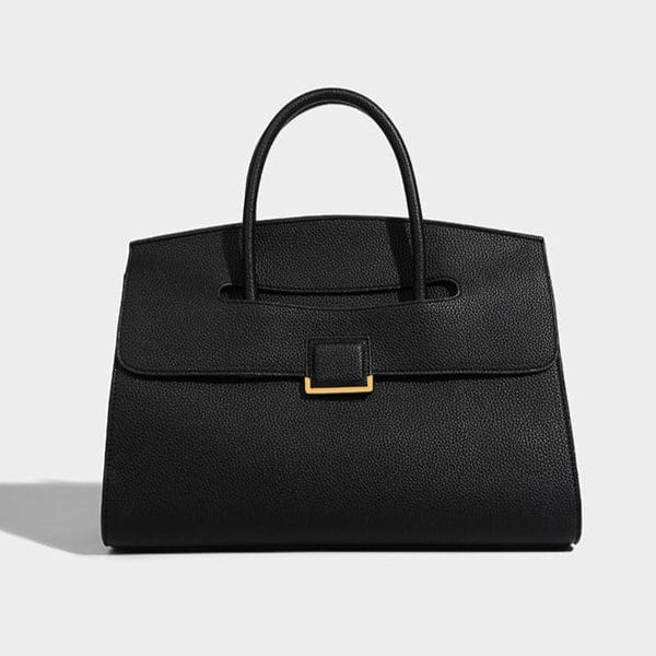 Genuine Leather Tote Elegant Women's Handbag with Golden Hardware