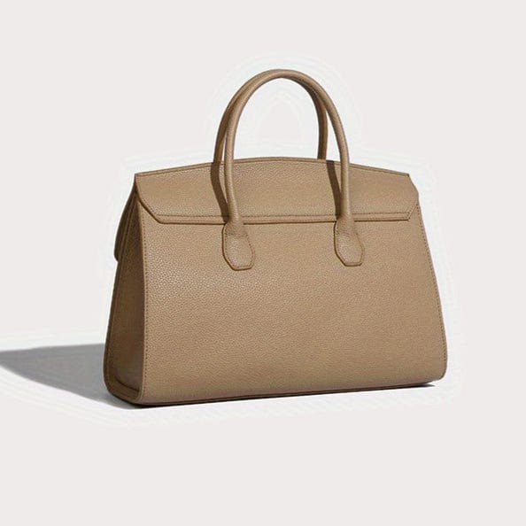 Genuine Leather Tote Elegant Women's Handbag with Golden Hardware