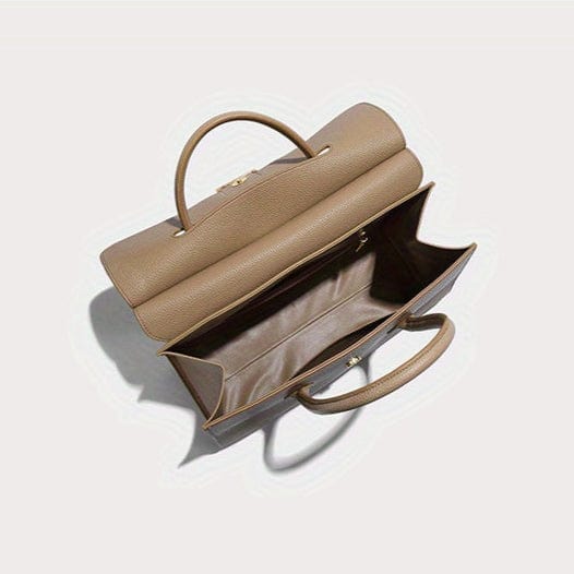 Genuine Leather Tote Elegant Women's Handbag with Golden Hardware