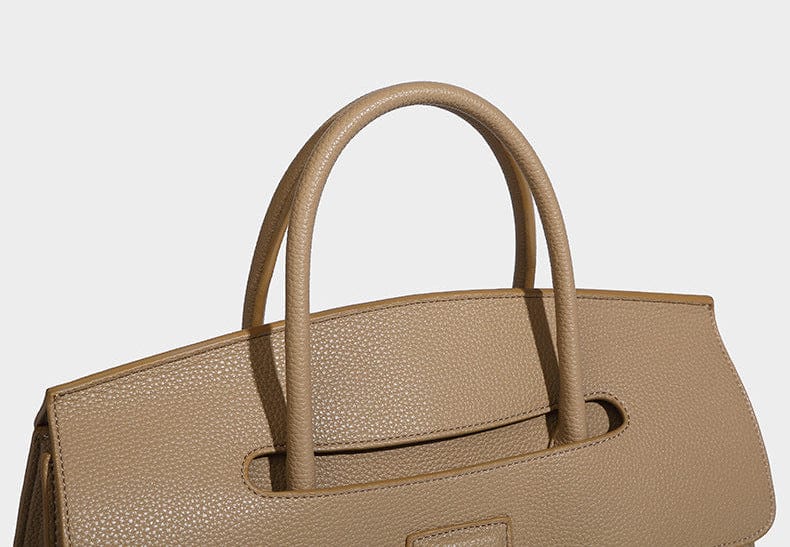 Genuine Leather Tote Elegant Women's Handbag with Golden Hardware