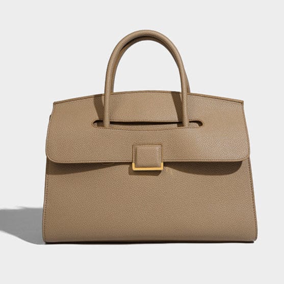 Genuine Leather Tote Elegant Women's Handbag with Golden Hardware