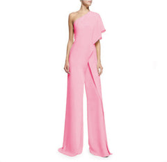 One Shoulder Sleeveless Wide Leg Rompers