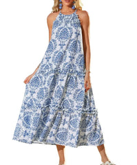 Unique Ethnic Floral Print Midi Dress