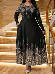 Plus Size Halbarm-Midikleider mit Strass
