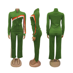 Trajes de pantalón de dos piezas con cremallera y bloques de color
