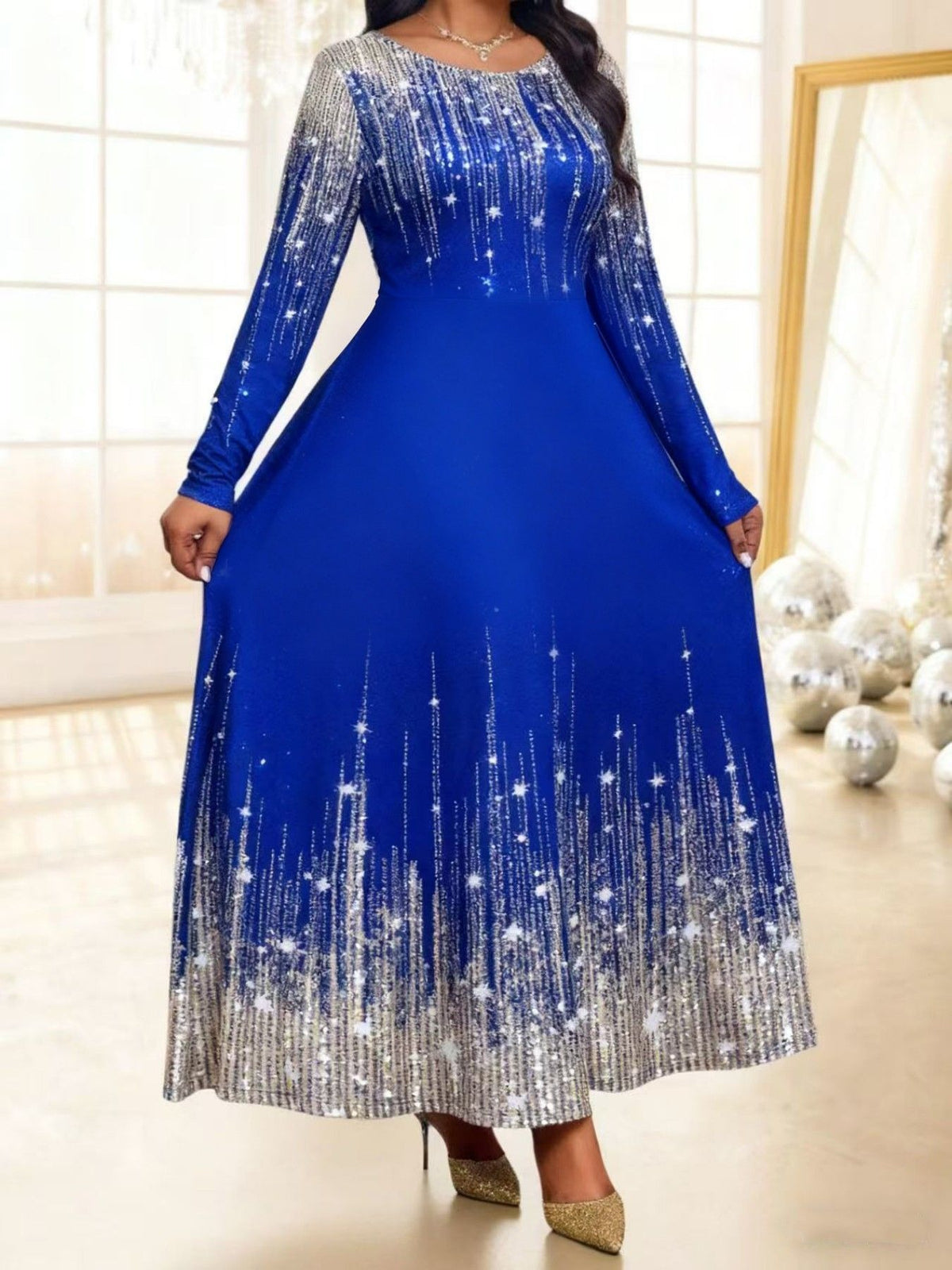 Plus Size Halbarm-Midikleider mit Strass