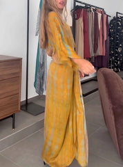 Round-Neck Printed Loose-Fitting Dress