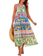 Unique Ethnic Floral Print Midi Dress