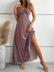 Vestidos largos con estampado floral, espalda descubierta y tirantes finos