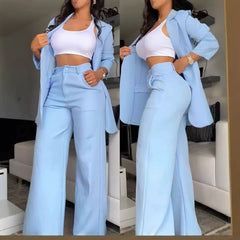 Three Piece Cardigan Crop Top Long Pants