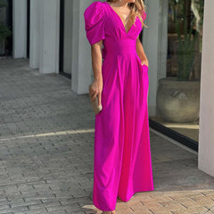 V-Neck High Waist tassel Mid-Length Hip Dress
