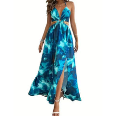 Floral Print Sleeveless Cut Out Mermaid Dress