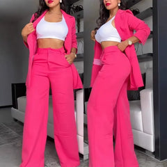 Three Piece Cardigan Crop Top Long Pants