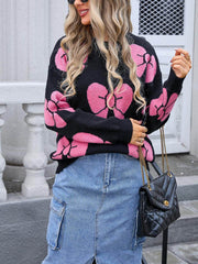 Lockerer Strickpullover mit Rundhalsausschnitt und Schleife