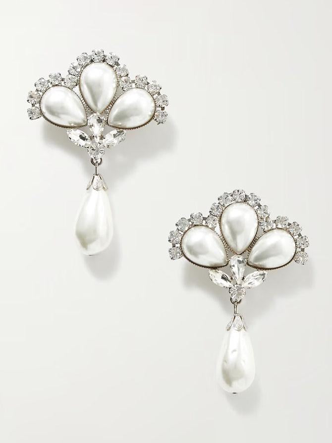 Pendientes de perlas con forma de abanico de flores personalizados