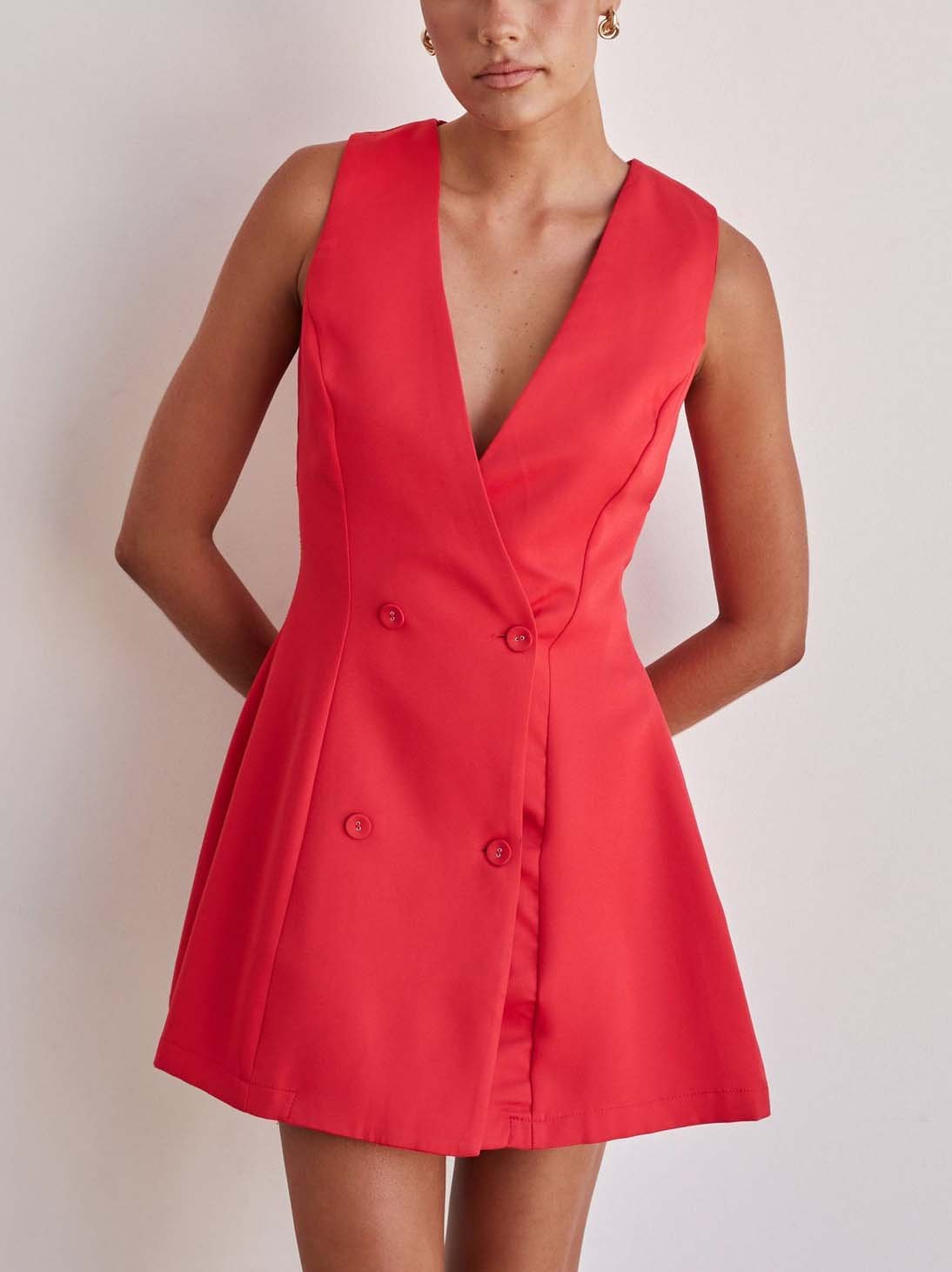 Stilvolles, einfarbiges, lässig geschnittenes Minikleid