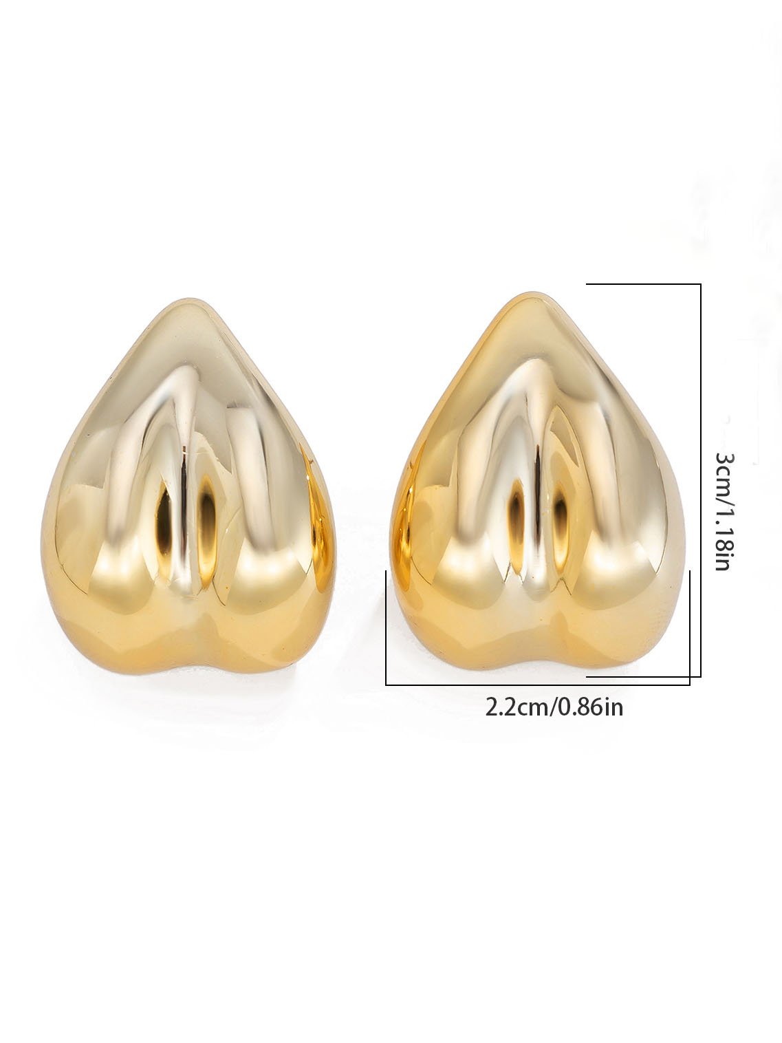 Pendientes geométricos curvos en forma de corazón