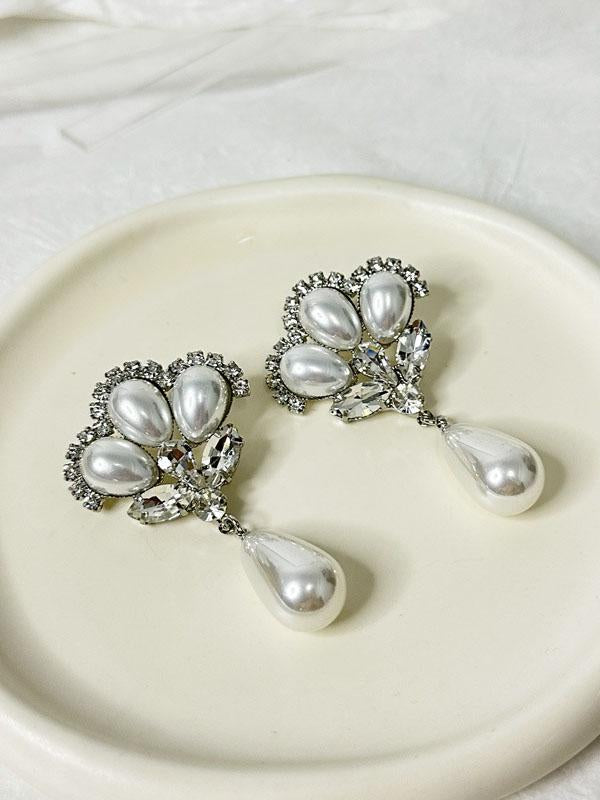 Pendientes de perlas con forma de abanico de flores personalizados