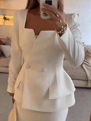 Elegante Anzugjacke mit quadratischem Kragen und lässiger Taille