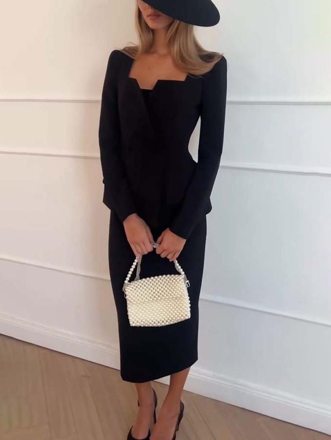 Elegante Anzugjacke mit quadratischem Kragen und lässiger Taille