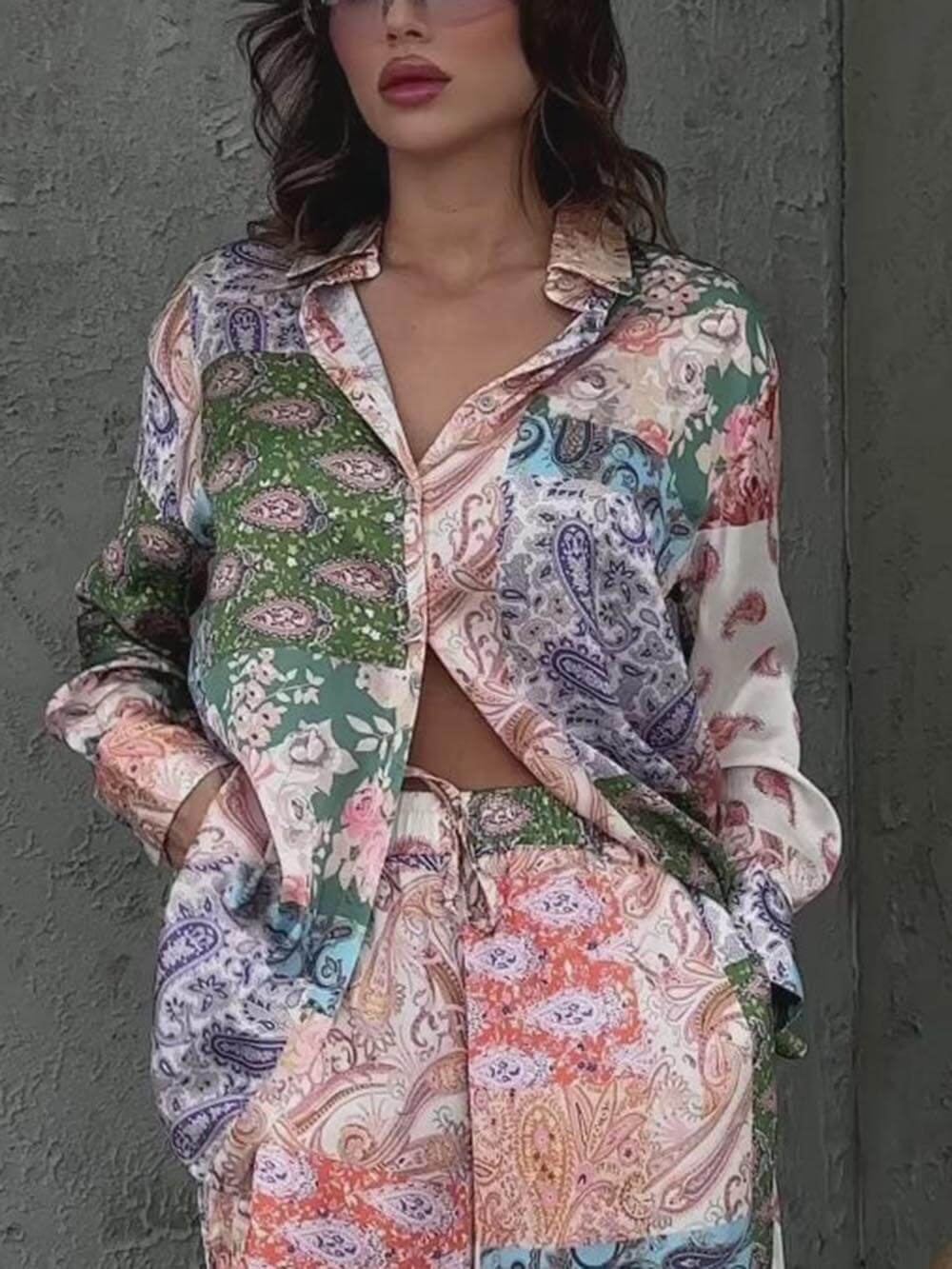 Camisa de manga larga con estampado étnico único