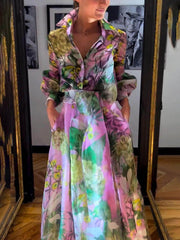 Camisa de manga larga con estampado floral elegante y maduro