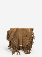 Tasche aus Wildlederimitat mit Fransen und Schnalle
