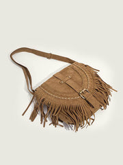 Tasche aus Wildlederimitat mit Fransen und Schnalle