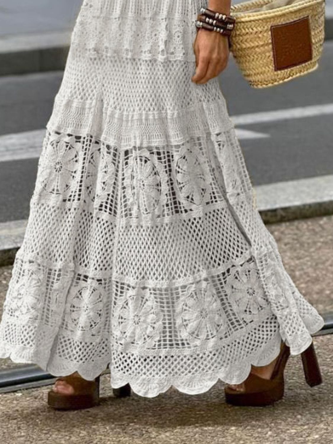 Openwork Crochet Maxi Skirt Boho Chic & Elegant