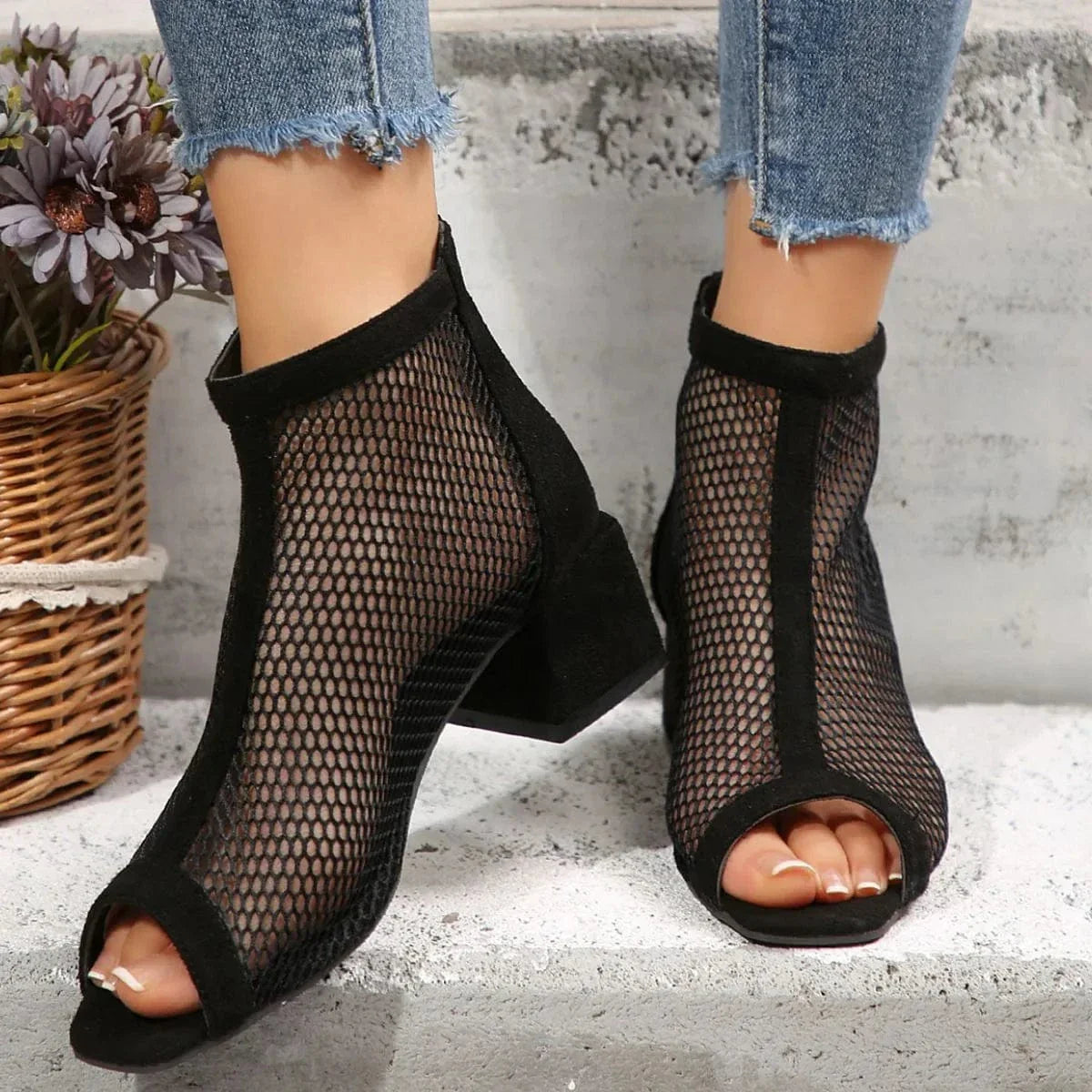 Peep Toe Block Heels Sandals