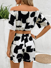 Perfect Drawstring Off-Shoulder Top and Shorts Set