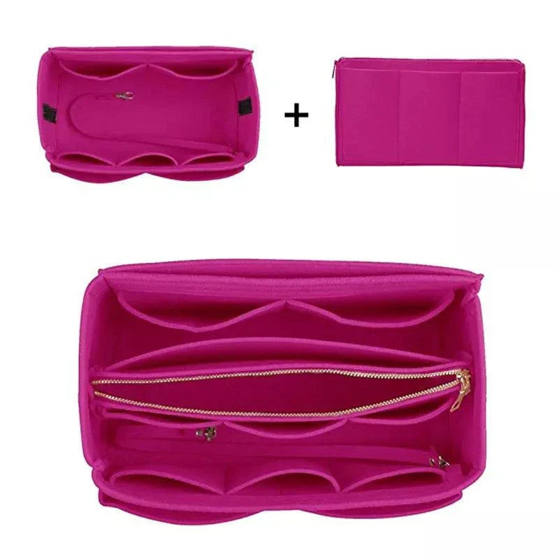 Premium Felt Purse Organizer with Zipper & Detachable Wallet Pocket