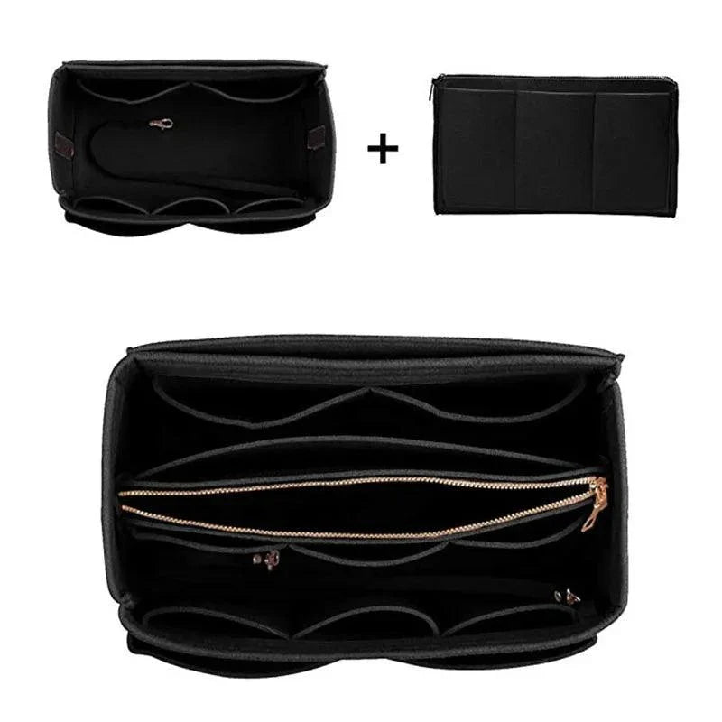 Premium Felt Purse Organizer with Zipper & Detachable Wallet Pocket