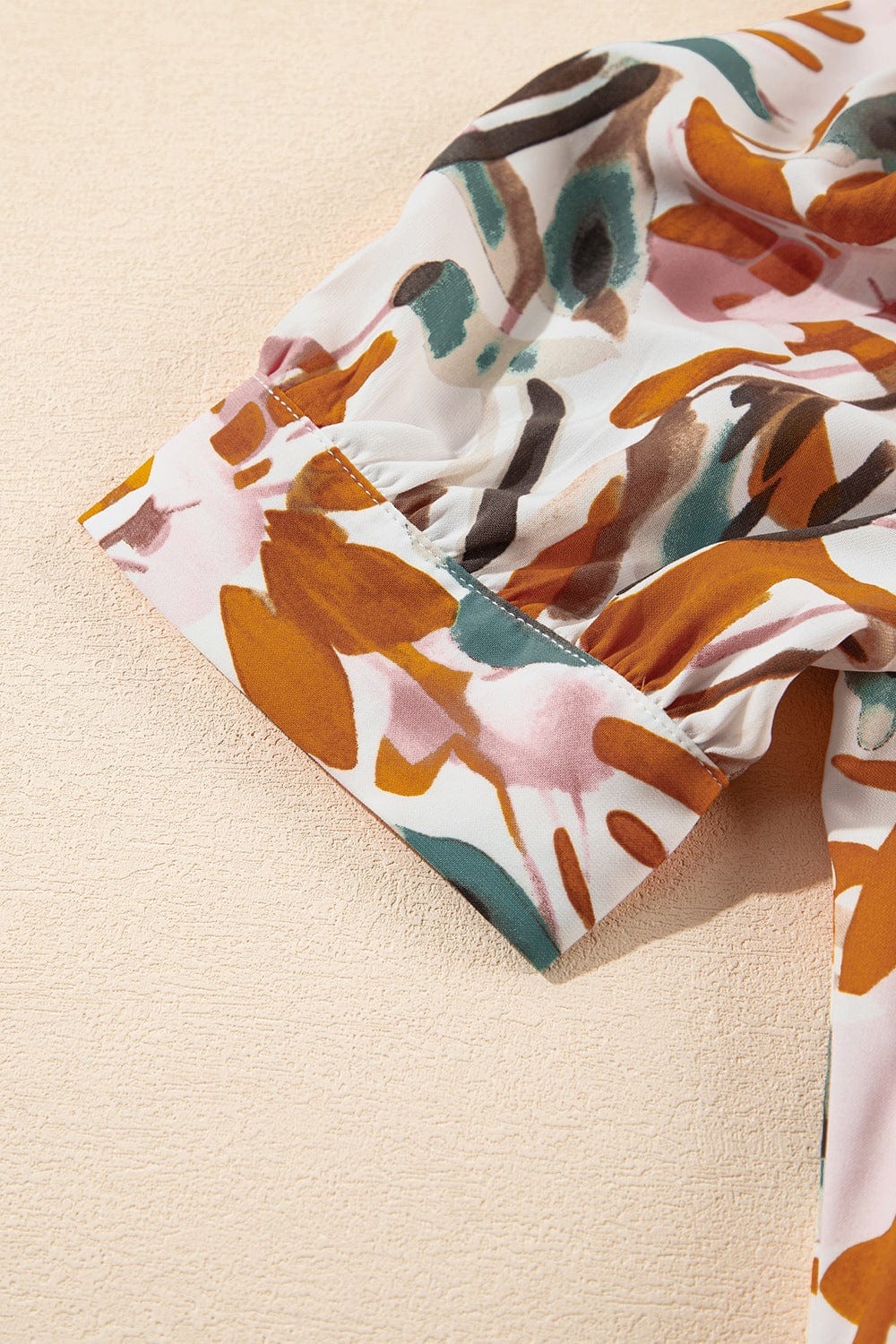 Printed Notched Short Sleeve Mini Dress